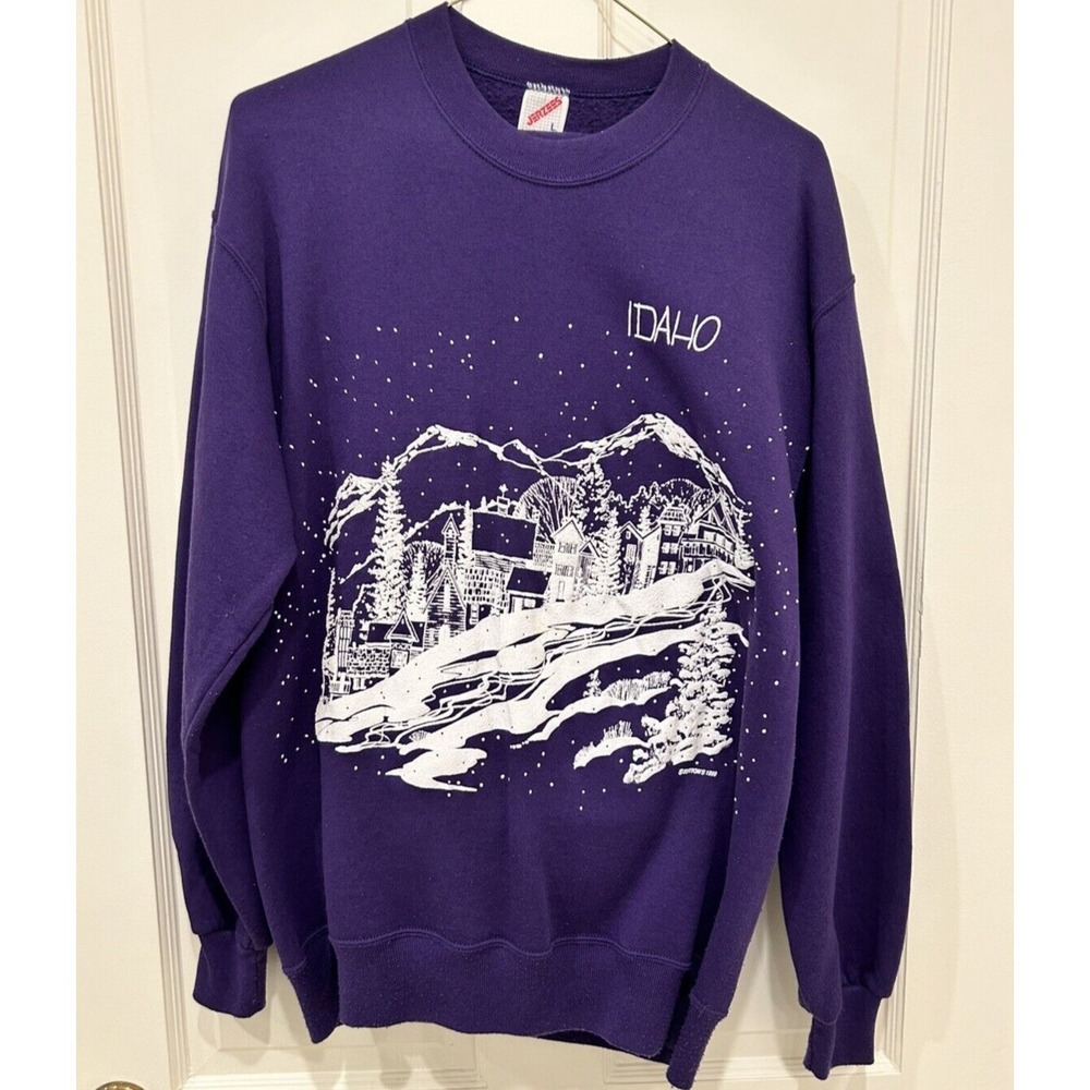 Vintage Sutton's 1990 Idaho Christmas Women's Sweatshirt + Sweat Pants Purple